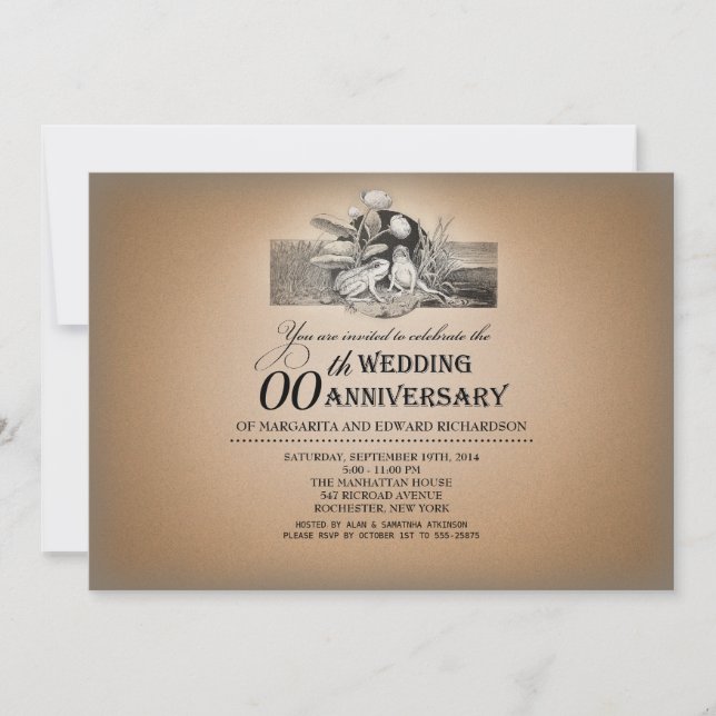 Cartes d'anniversaire de mariage typographiques vi (Devant)
