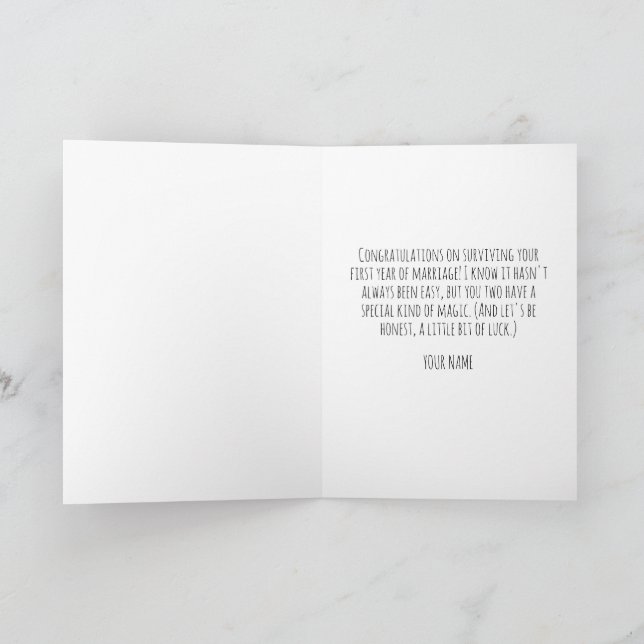 cartes d'anniversaire de premier mariage amusantes (Intérieur)