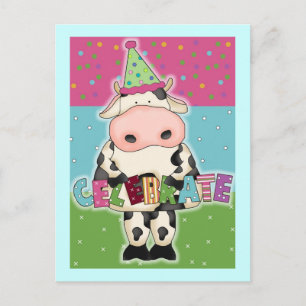 Cartes d'anniversaire de vache et Postage