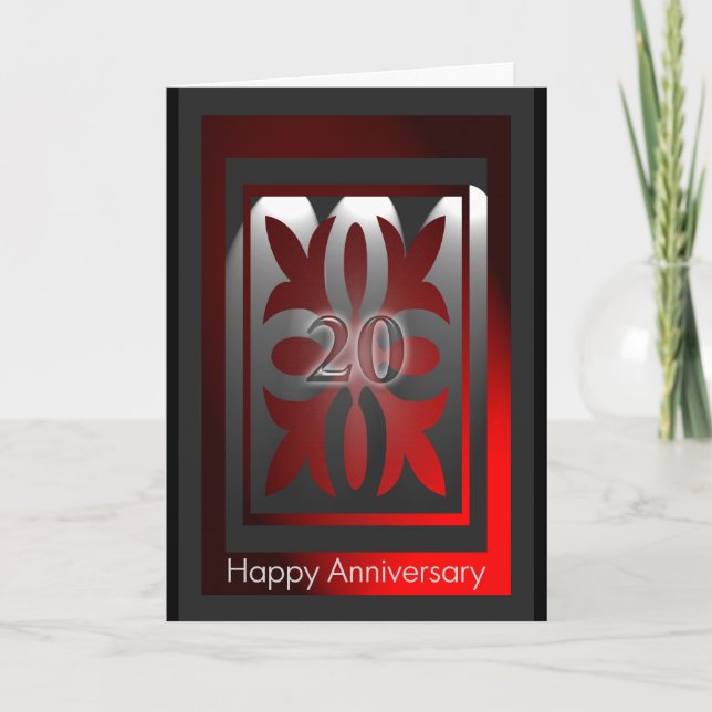Cartes d'anniversaire des employés 20 ans rouge et (Devant)