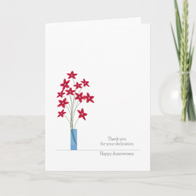 Cartes d'anniversaire des employés, fleurs rouges (Devant)
