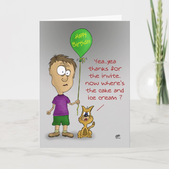 Cartes d'anniversaire drôles : Chat excentrique (Devant)