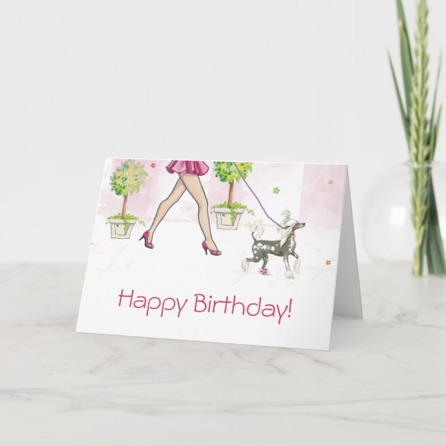 Cartes d'anniversaire du chien de race chinoise (Devant)