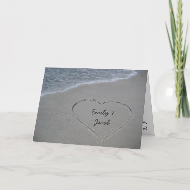 Cartes d'anniversaire du coeur dans le sable de la (Devant)