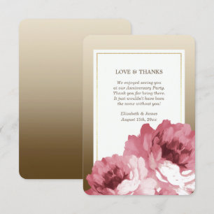 Cartes d'anniversaire du Merci d'or Rose romantiqu