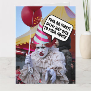 CARTES D'ANNIVERSAIRE FUNNY SCARY EVIL CLOWN