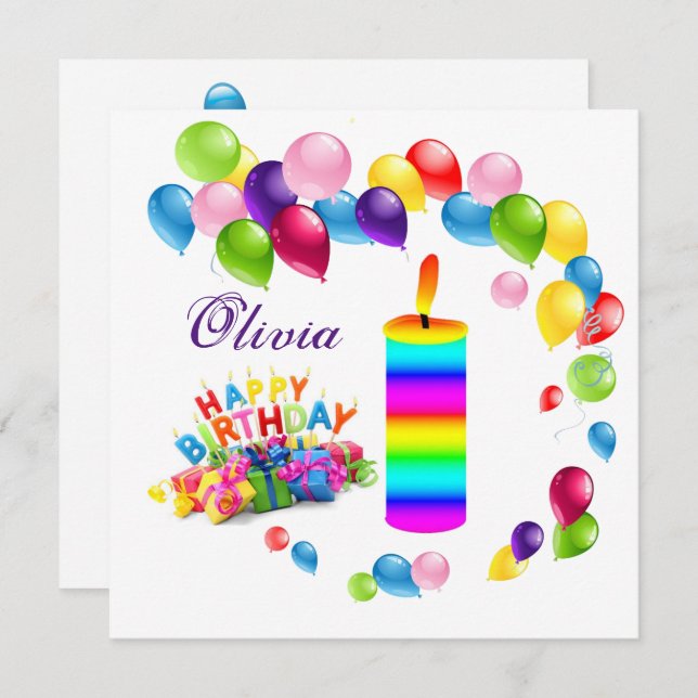 Cartes d'anniversaire Invitation Ballons (Devant / Derrière)