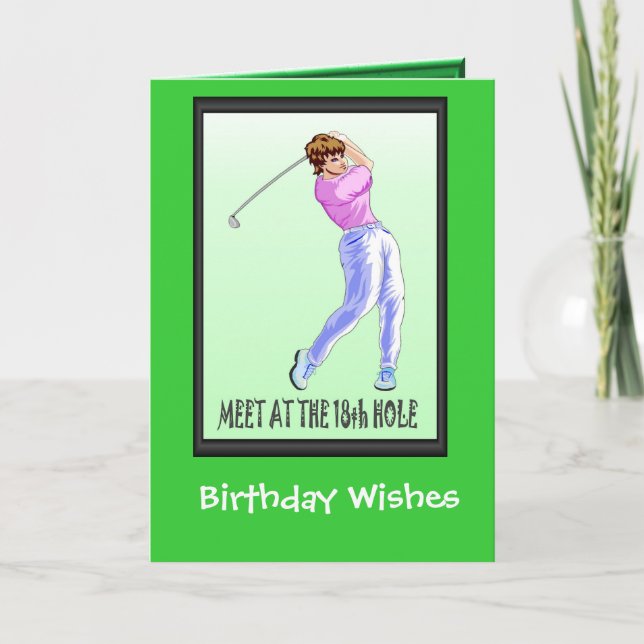 Cartes d'anniversaire jouantes au golf, joueuse de (Devant)