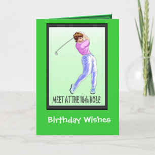 Cartes d'anniversaire jouantes au golf, joueuse de