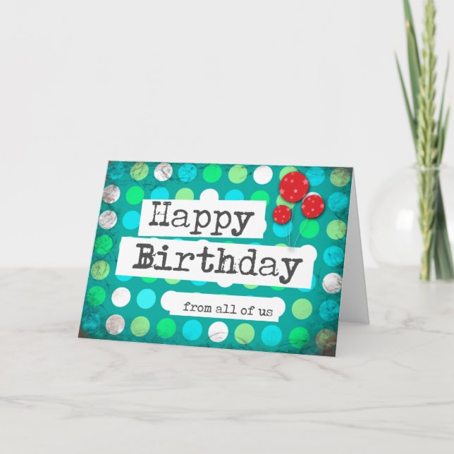 Cartes d'anniversaire joyeuses rouge bleu entrepri (Devant)