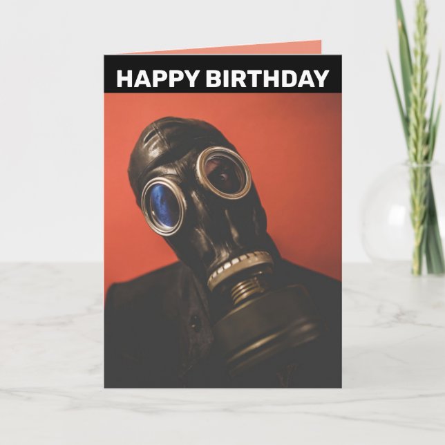 CARTES D'ANNIVERSAIRE MASQUE GAZ (Devant)