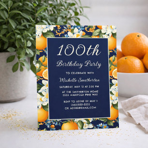 Cartes d'anniversaire oranges fleurs blanches bleu
