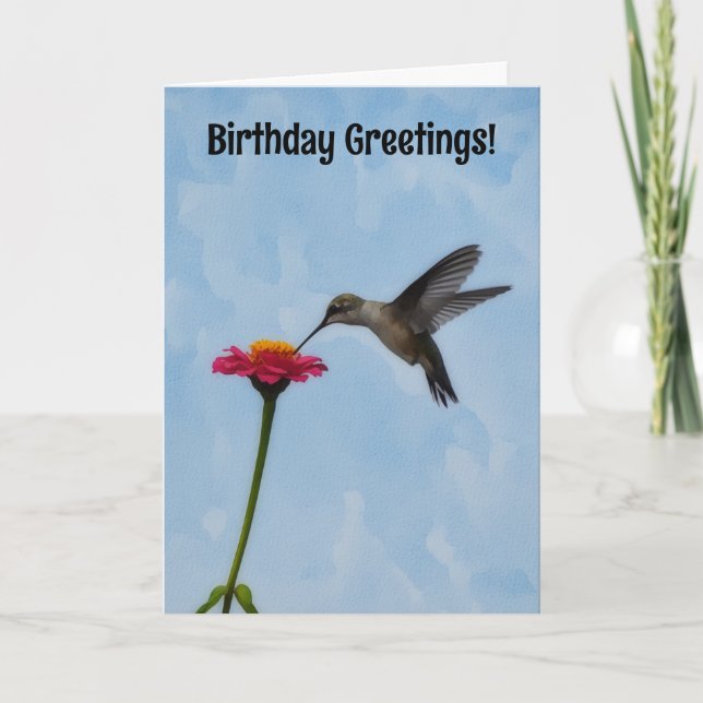 Cartes d'anniversaire pour colibris et fleurs (Devant)