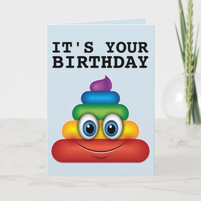 CARTES D'ANNIVERSAIRE RAINBOW POOP FUNNY (Devant)