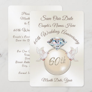 Cartes d'anniversaire "Save the Date" pour le 60èm