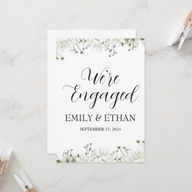 Cartes d'annonce de fiançailles Nous sommes fiancé (Devant/Arrière en situation)