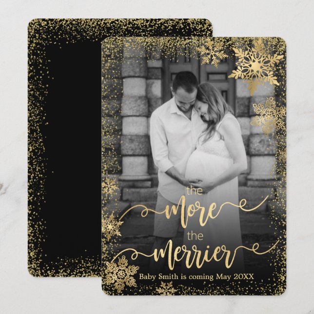 Cartes d'annonce de grossesse pour Noël avec photo (Devant / Derrière)