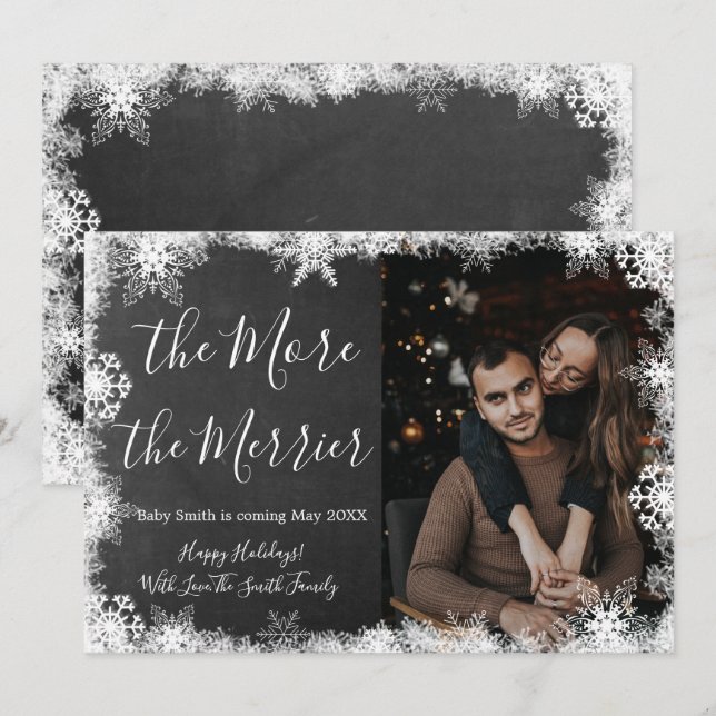 Cartes d'annonce de grossesse pour Noël avec photo (Devant / Derrière)