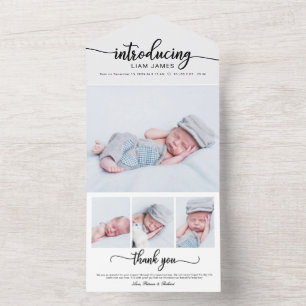Cartes d'annonce de naissance avec photo de callig