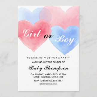 Cartes d'annonce de sexe de bébé à l'aquarelle