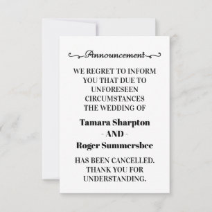 Cartes d'annulation d'annonce de mariage