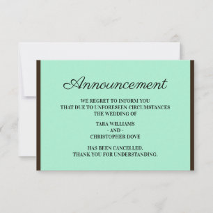 Cartes d'annulation d'annonce de mariage Neo Mint