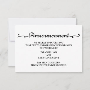 Cartes d'annulation du Faire-part mariage