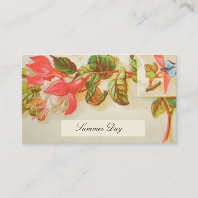 Cartes d'appel victoriennes - Fleurs Fuschia (Devant)