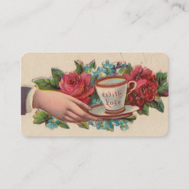 Cartes d'appel victoriennes - Thé avec amour (Devant)