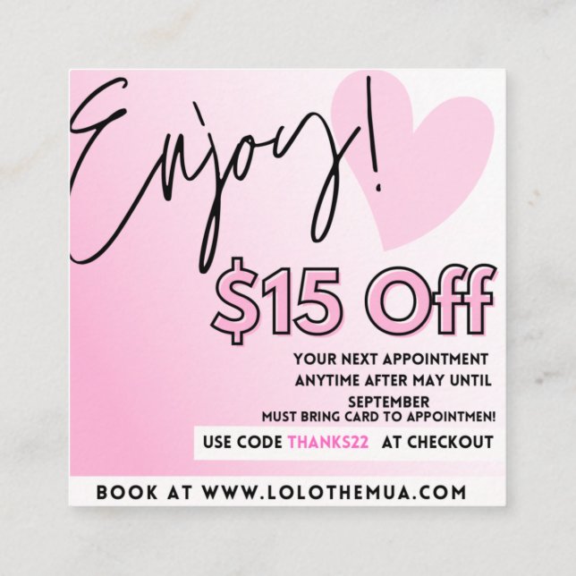 Cartes d'appréciation (Dos)