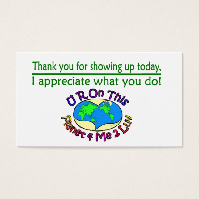 Cartes d'Appréciation Changer cette planète (Devant)