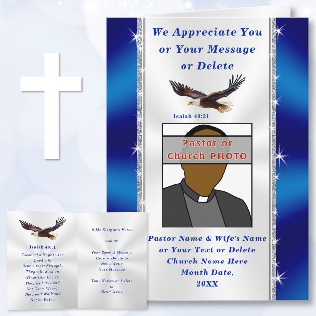 Cartes d'appréciation du pasteur personnalisées et (Personalized Christian Cards. Personalized Pastor Anniversary Cards. Bible Verse Cards. Picture card)