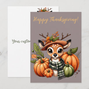 Cartes d'aquarelle de cerf de Bon thanksgiving ado