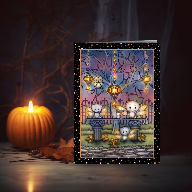 Cartes d'art mignon de fées de chat Halloween (Créateur téléchargé)