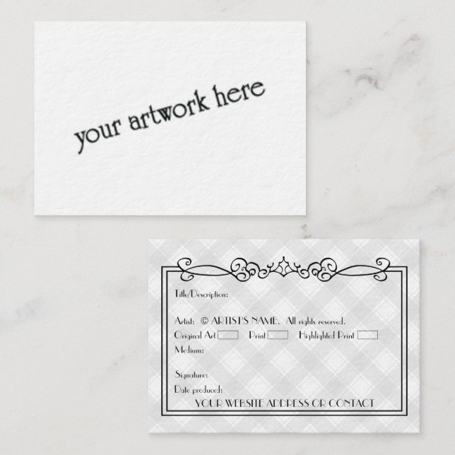 Cartes d'art miniature Blank ACEO d'artistes avec  (Devant / Derrière)