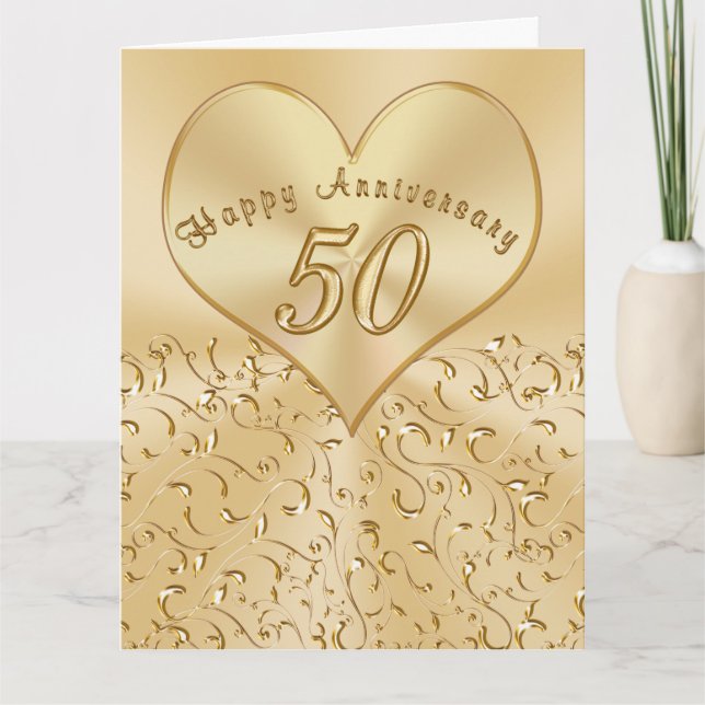Cartes de 50e anniversaire de mariage magnifiques, (Devant)