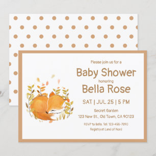 Cartes de Baby shower Fox Cub dormant