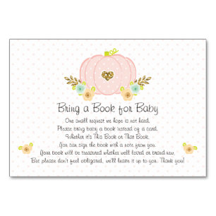 Cartes de Baby shower Pink Citrouille Book Request