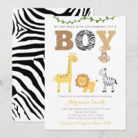 Cartes de Baby shower pour animaux Safari, poster 