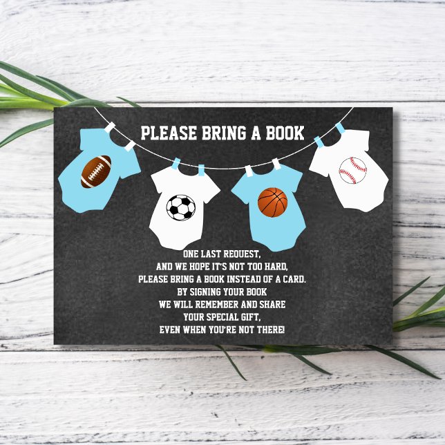 Cartes de Baby Shower 'Sports Chalkboard' - Apport (Bring a Book - Sports Chalkboard Baby Shower Cards)