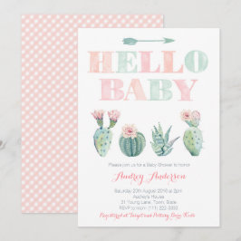 Cartes de Baby shower vert rose poire cactus