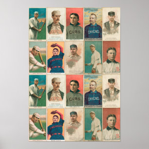 Cartes de base-ball vintages Poster de découpage o
