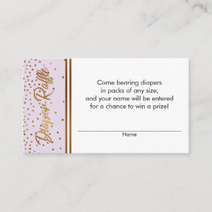 Cartes de billets de tombola pour couches en confe