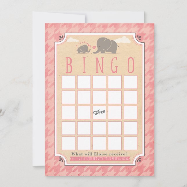 Cartes de Bingo baby shower (Devant)