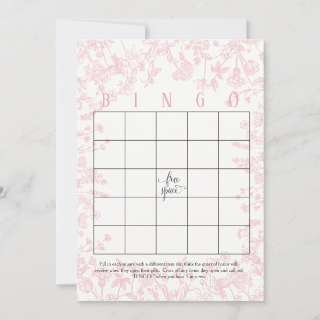 Cartes de Bingo Baby Shower Fleurs Roses (Devant)