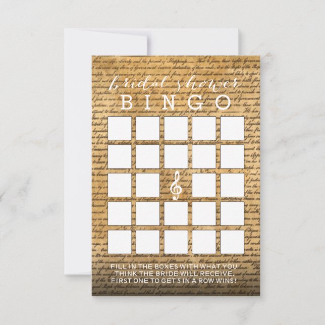 Cartes de Bingo de Fête de l'mariée musicale Vinta (Devant)
