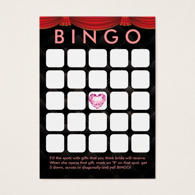 Cartes de Bingo de luxe Diamond Heart Fête des mar (Devant)