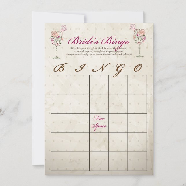 Cartes de Bingo de Mariage au Vin (Devant)