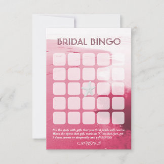 Cartes de Bingo de Mariage Thème Plage Rose Élégan