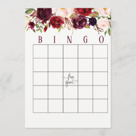 Cartes de Bingo Fête de l'mariée Cranberry Marsala